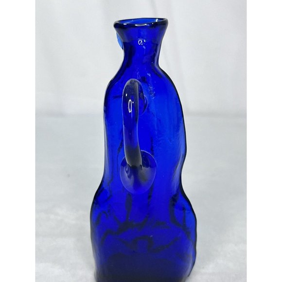 Cobalt Blue Mary Bottle Holy Water Blown Glass 5 3/4 inches - Picture 6 of 11